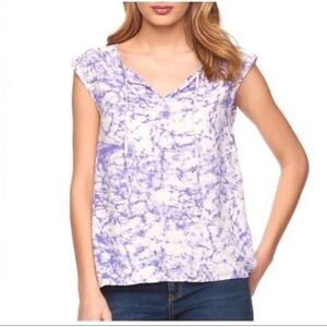Juicy Couture Blouse Tie-Dye Sequin Peasant Purple Tie Front Sleeveless - Size S